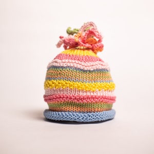 Pastel Knit Hat, Rolled Brim, Cotton, Light Colors, MultiColor, Hand Knit, Baby Gift, Baby  Shower, Confetti, Multiple Sizes, Photo Prop