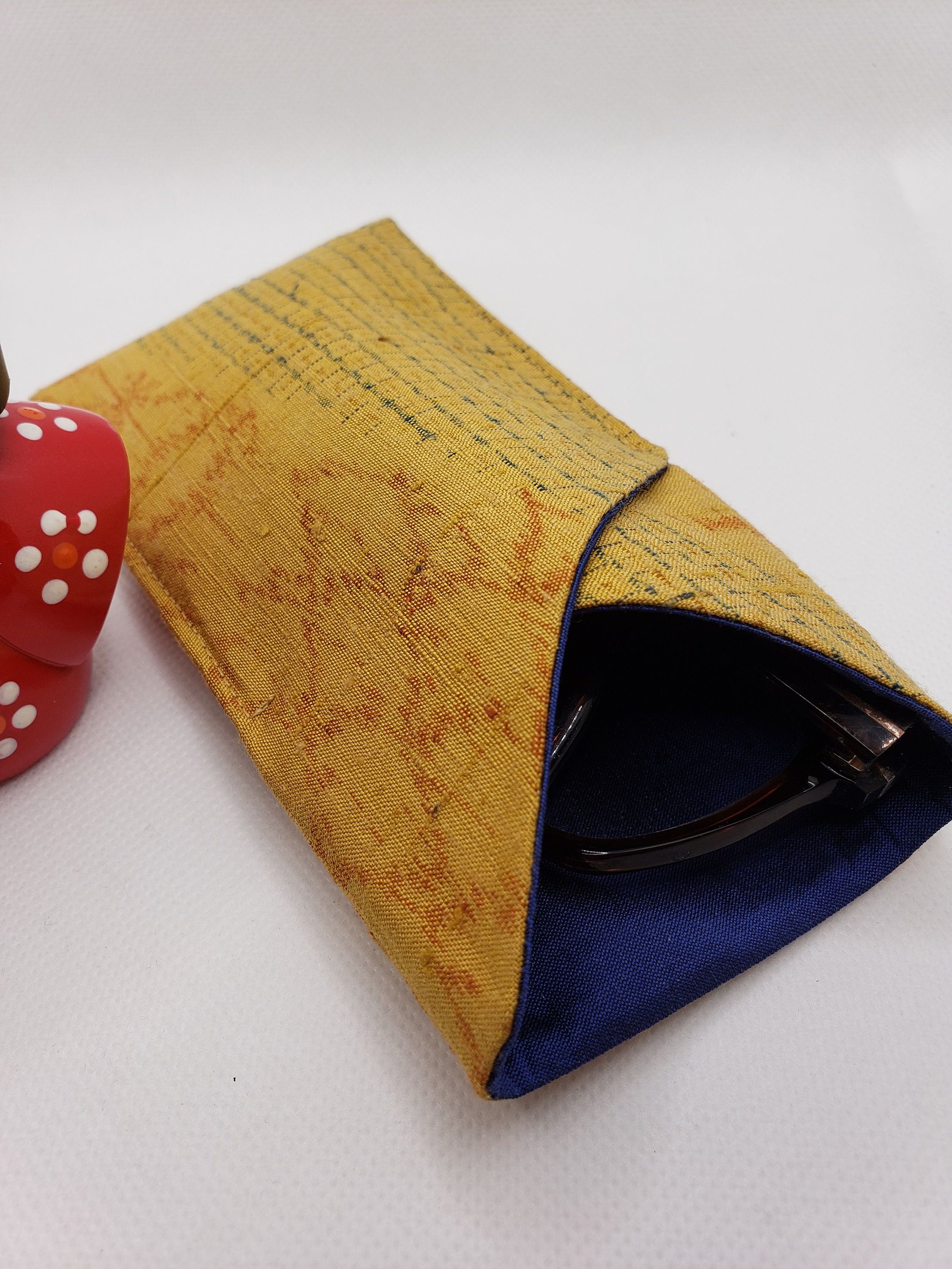 Yellow Silk Eyeglass Case Soft Sunglass Pouch Vintage Kimono Etsy