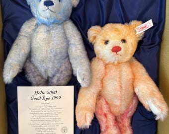 Steiff Hello 2000 Goodbye 1999 Bear Set for 1999 22cm EAN 670367