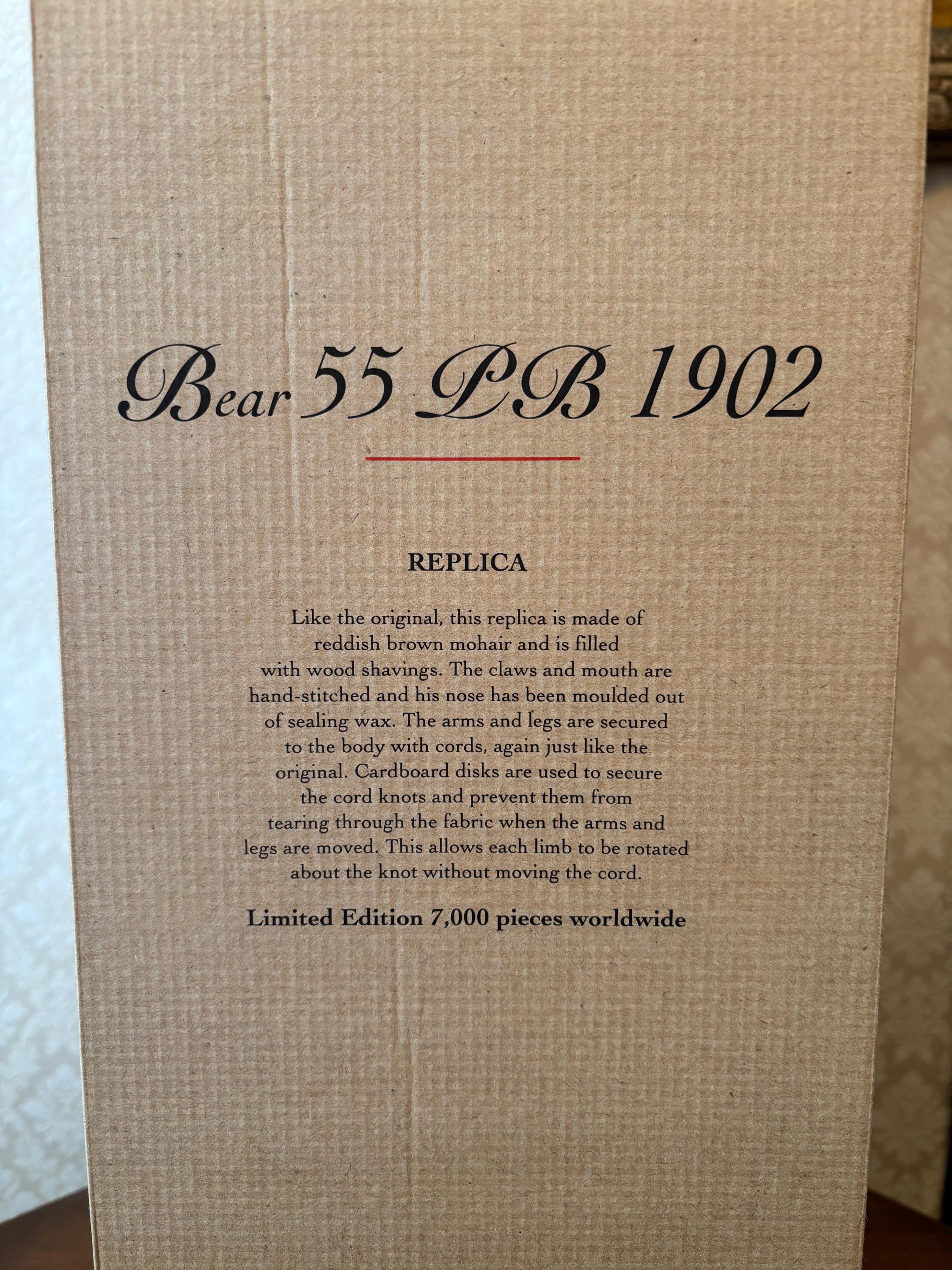 Steiff – Ours 55 PB 1902 Réplique 2002 – Édition Limitée 7000 Pièces, Bouton Oreille