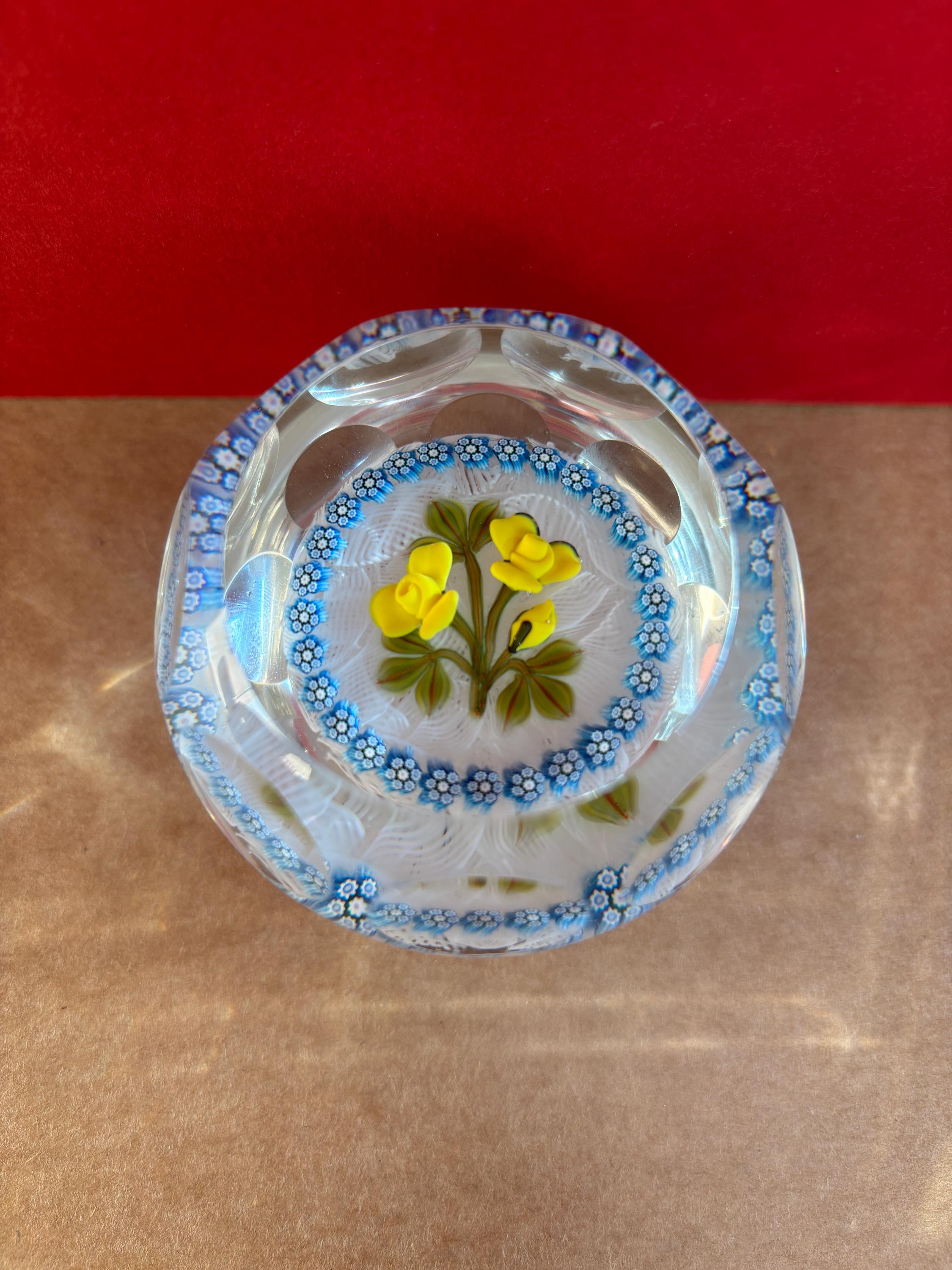 Perthshire Paperweights Roses and Latticinio 1998 Limited Edition