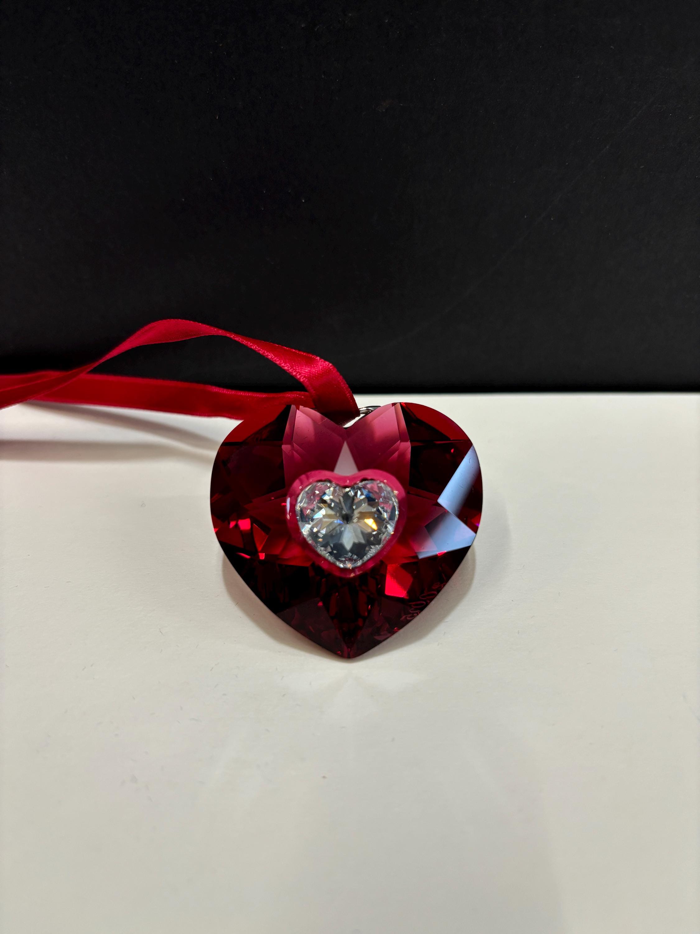 Swarovski 2005 Heart Ornament Red and Clear Pendant - Etsy