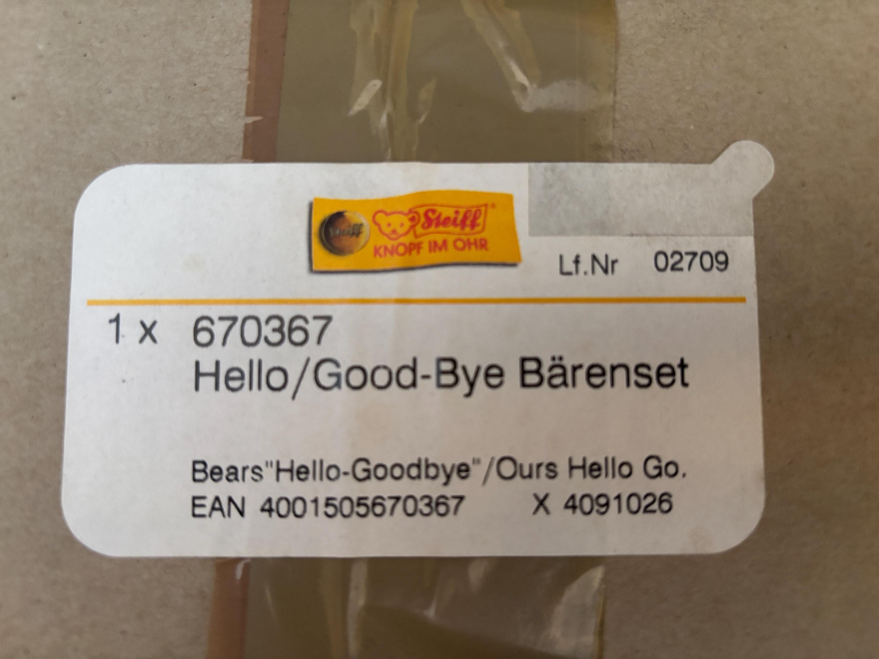 Steiff Hello 2000 Goodbye 1999 Bear Set for 1999 22cm EAN 670367