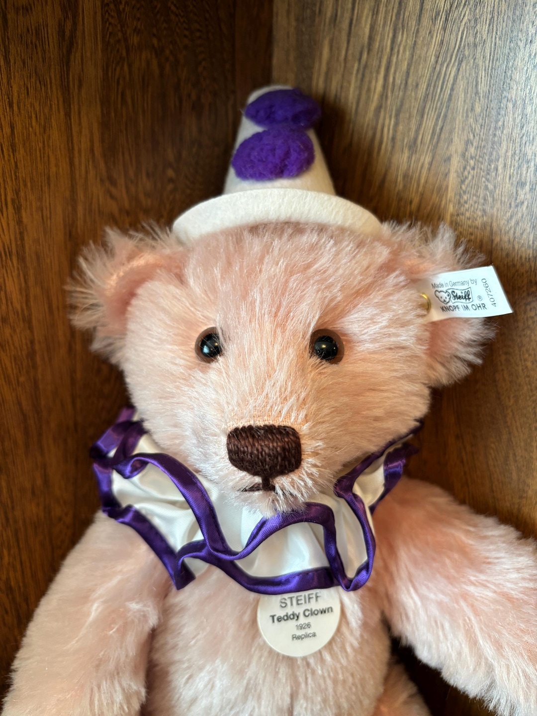 Steiff Teddy Clown 1926 Replica ぬいぐるみ Steiff Teddy Clown Rose 33cm 1926 Replica Limited Edition EAN