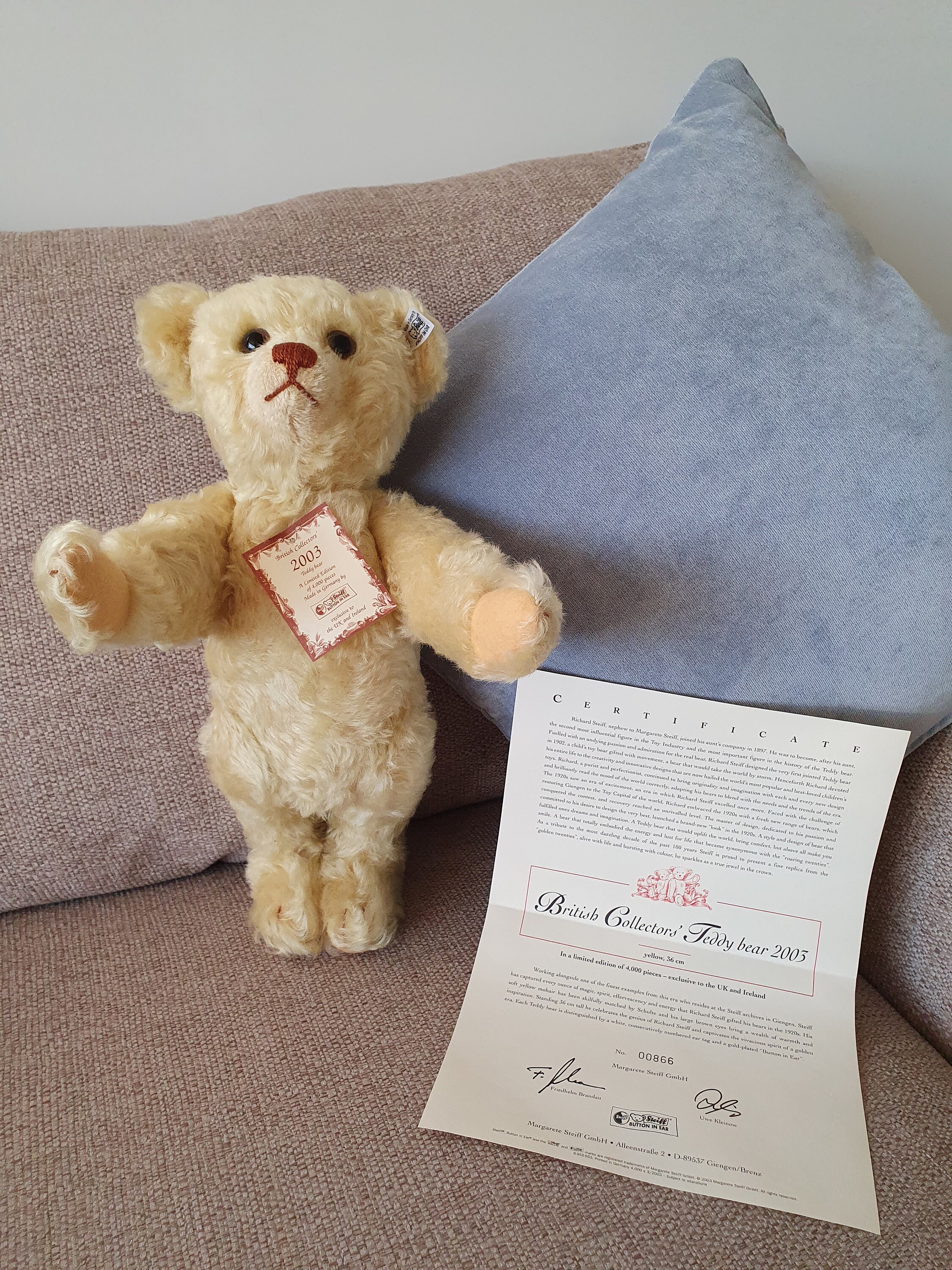 ブリティッシュコレクターズベア2003 Steiff 2003 British UK Collectors Bear Limited Edition 660955