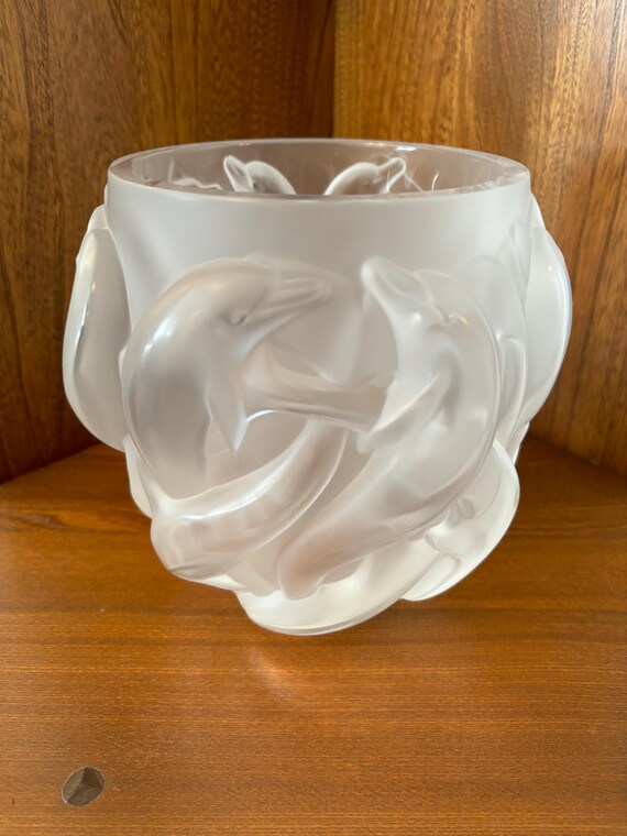 Lalique Dolphins Vase 12508 - Etsy