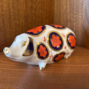Royal Crown Derby Pig - Etsy UK