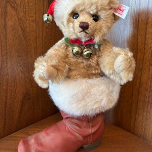 新品　シュタイフ　Steiff Teddy Bear in Boot クリスマス This item is unavailable - Etsy