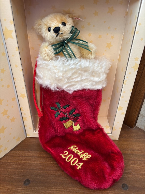 Steiff Teddy Bear With Christmas Stocking 2004 14cm EAN 037740 - Etsy
