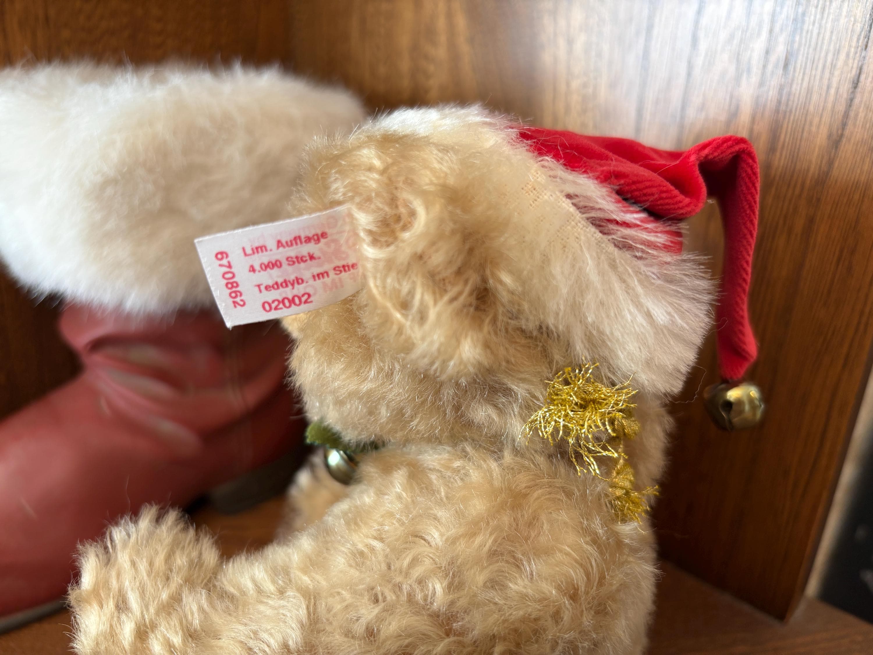シュタイフ テディベア ブーツイン クリスマス 2001 ブロンド 21 cm