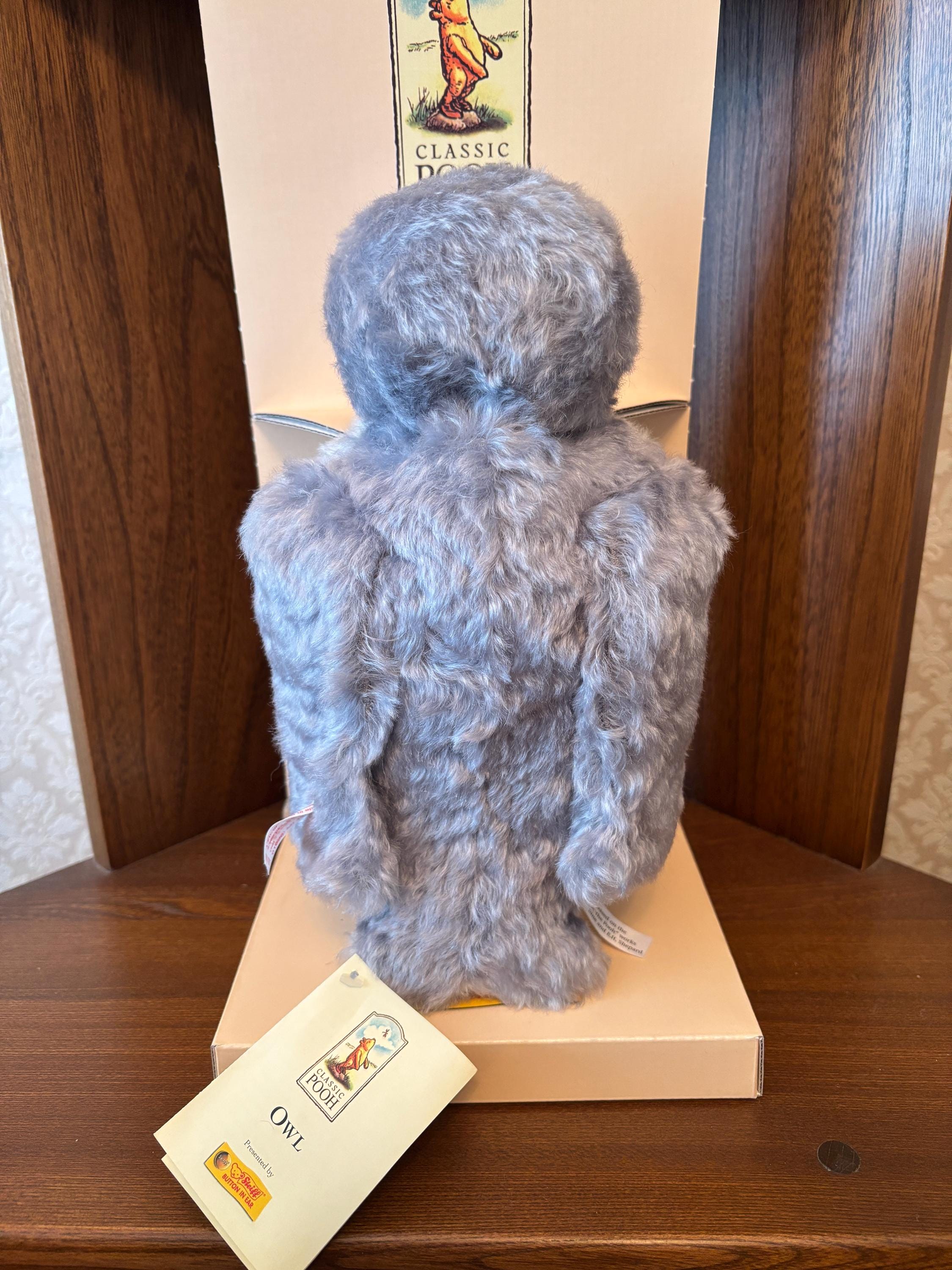 Steiff - ■新品同様■ Steiff シュタイフ 651793 くまのプーさん オウル ウール55％×コットン45％ フクロウ ぬいぐるみ グレー系 AV8853 シュタイフ社製 フクロウ ディズニー くまのプーさんと仲間たち 25cm
