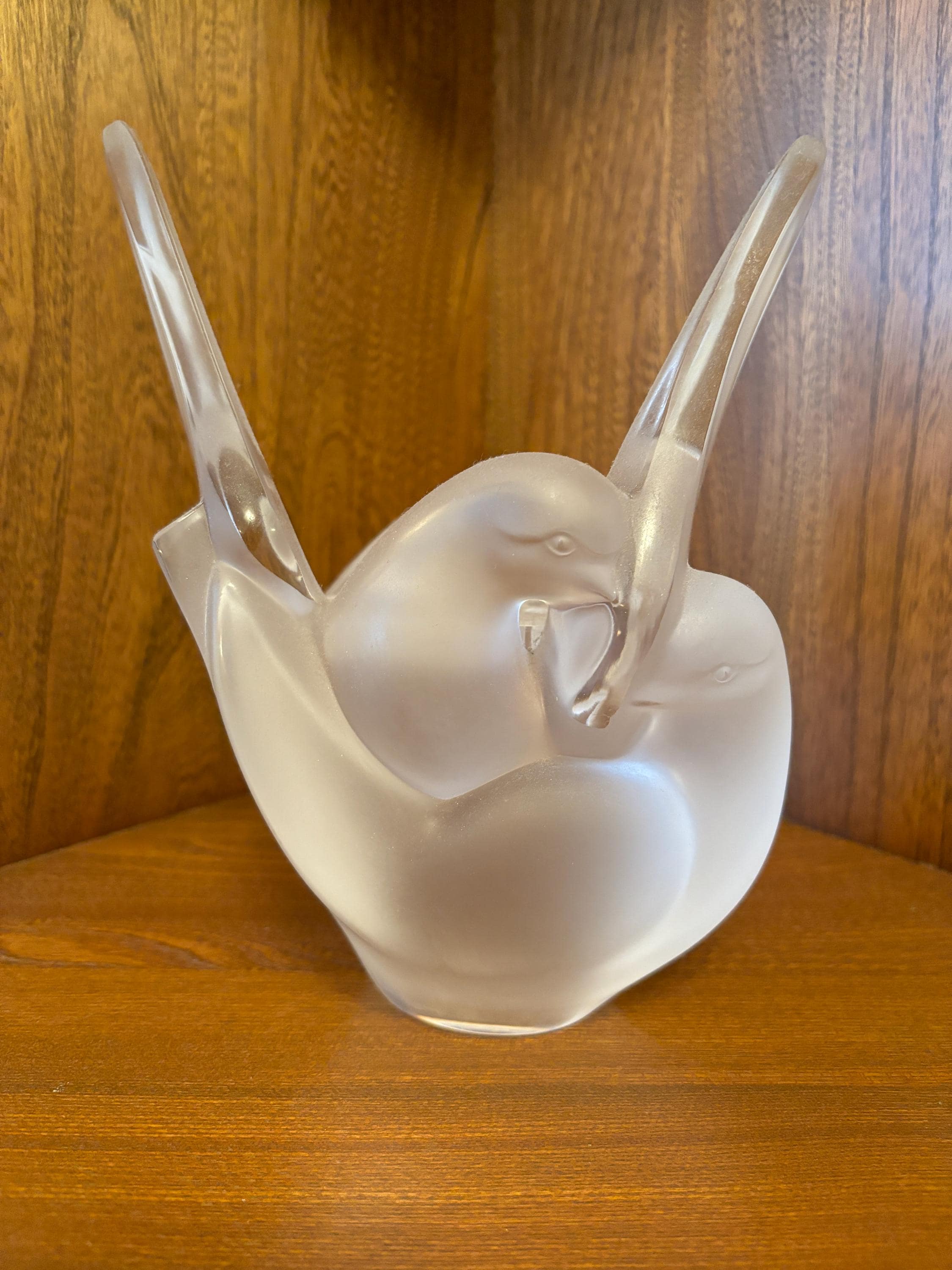 ラリック】クリスタル 鳥と花の彫刻皿 Lalique crystal bird vase