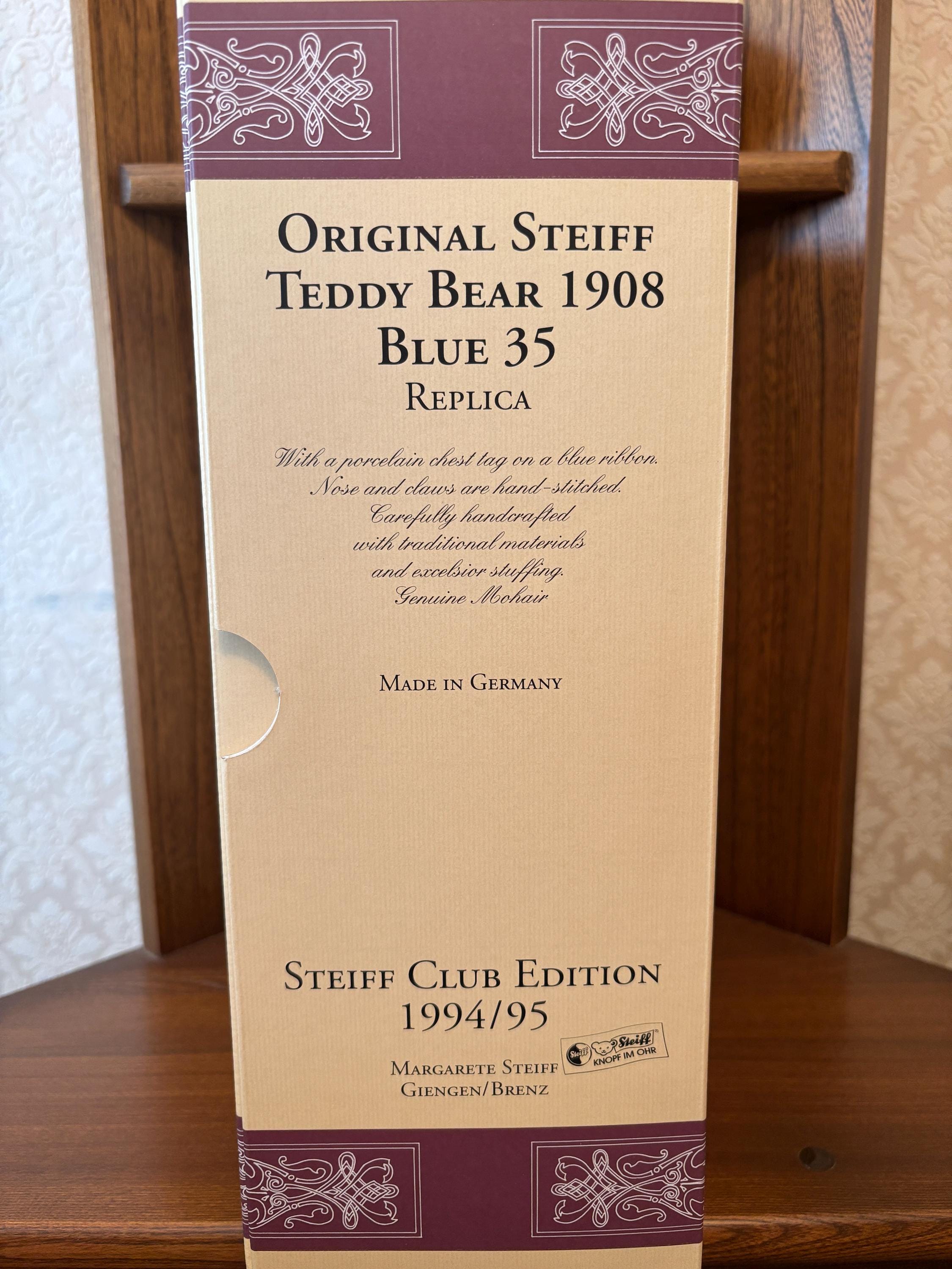 シュタイフ　クラシックシリーズ　1949　Bazi シュタイフ 1994年 コレクターズクラブ ブルー テディベア レプリカ