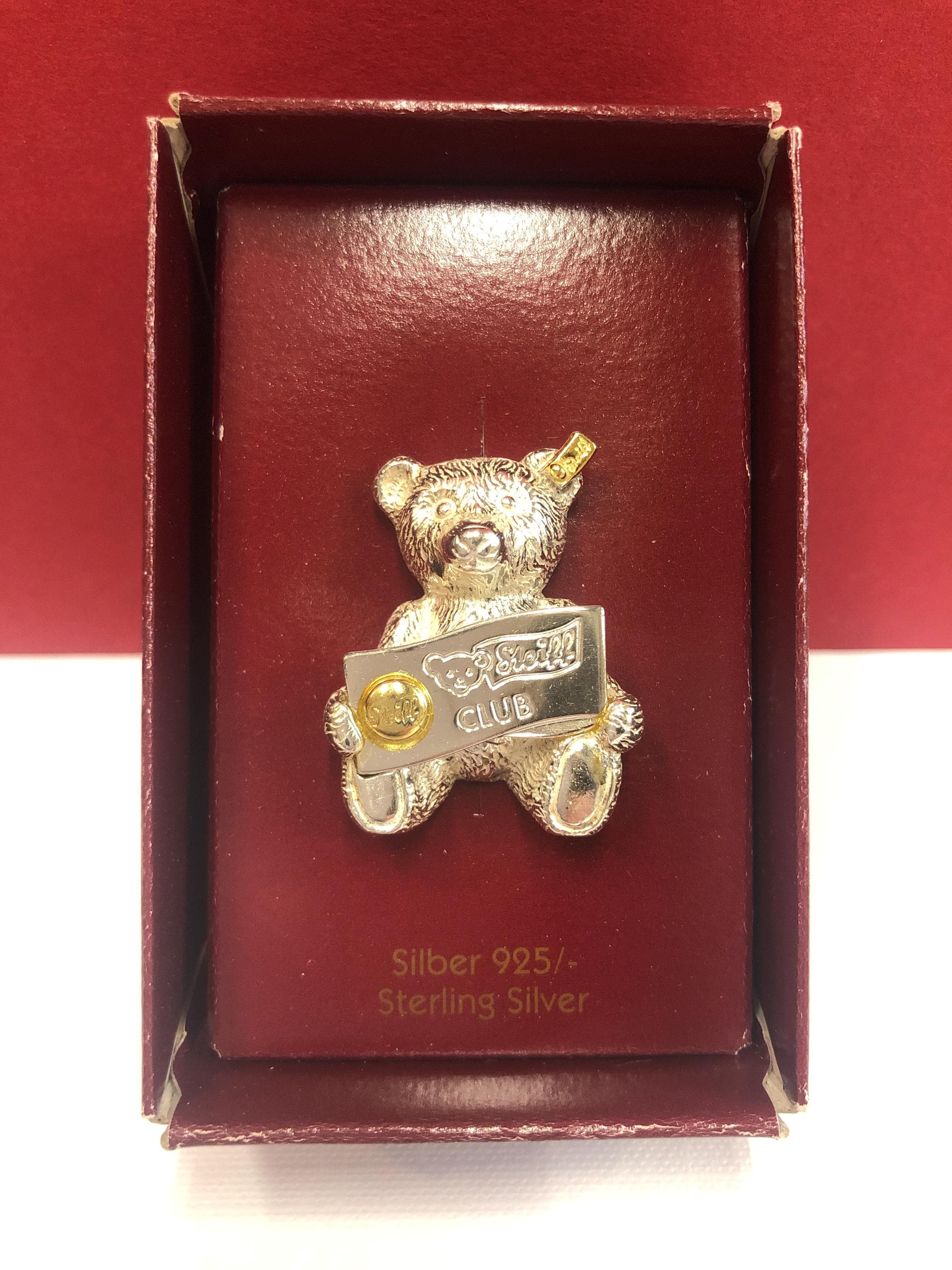 シュタイフ シルバー テディベア ブローチ コレクターズクラブ限定