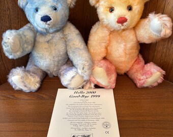 Steiff Hello 2000 Goodbye 1999 Bear Set for 1999 22cm EAN 670367