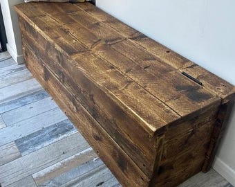 Choose Bespoke Size and Finish - Wooden Storage Bench by DAB Chic & Vintage | Dining Table Seat Chest Storage Bespoke Rustic Blanket Box