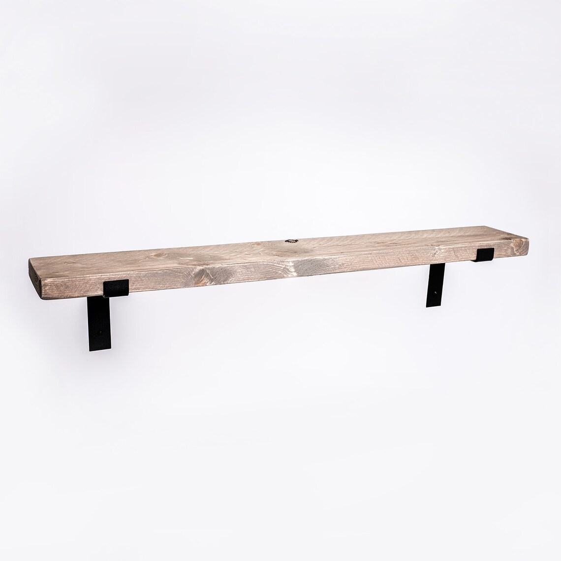 Wooden Shelf & Steel Brackets Bespoke Rustic Grey Wall Etsy UK