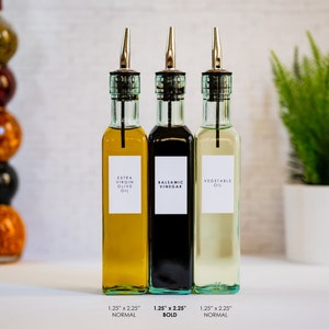 Oil + Vinegar Labels (Minimalist Design) | Durable, Oil + Water Resistant | Kitchen Pantry Organization | Customization Available