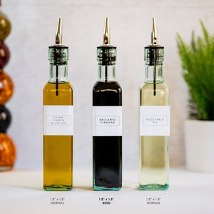 Oil + Vinegar Labels (Modern Design) | Durable, Oil + Water Resistant | Kitchen Pantry Organization | Customization Available