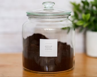 Custom Coffee and Tea Labels - Traditional Pantry Stickers - Waterproof & Oil-Resistant - Preprinted or Personalized Kitchen Labels