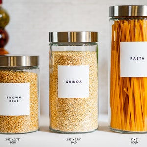 Custom Pantry Labels - Minimalist Kitchen Stickers - Waterproof & Oil-Resistant - Preprinted or Personalized Organization Labels