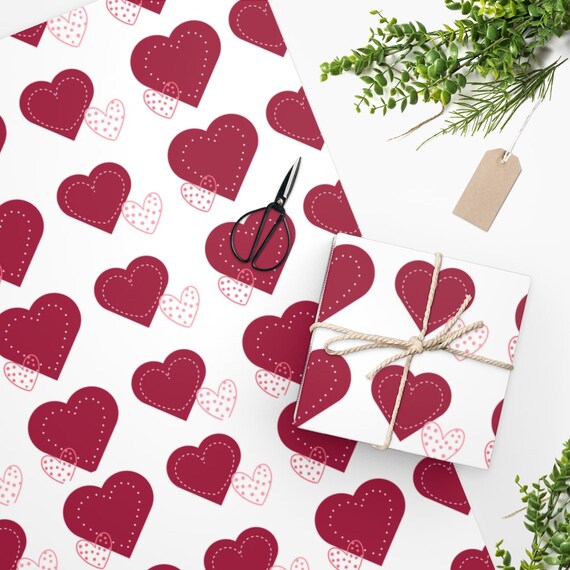 Red Heart Valentine Wrapping Paper, All Occasion Wrapping Paper 