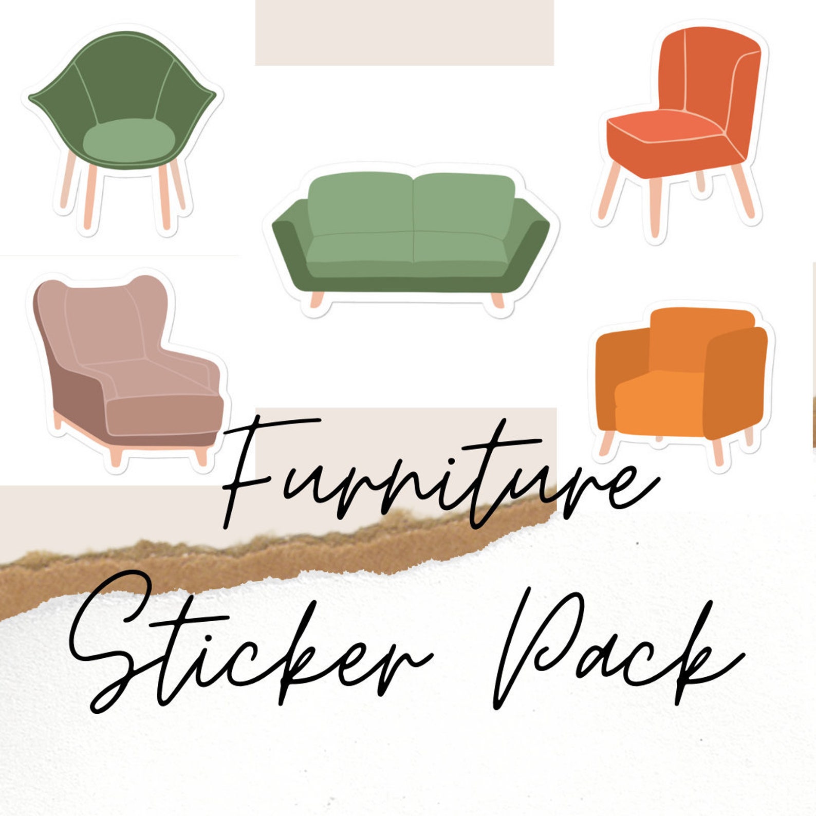 Furniture Sticker Pack of 5 Stickers Etsy