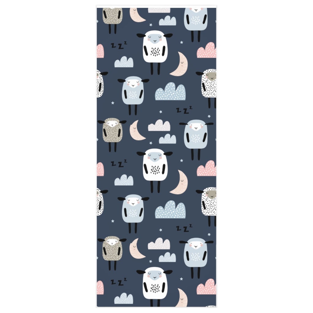 Baby Night Time Lamb, Navy Wrapping Paper, All Occasion Wrapping Paper sold  by Primate Successful Belgium, SKU 24495162