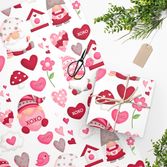Gnome & Heart Valentine Wrapping Paper All Occasion Wrapping 