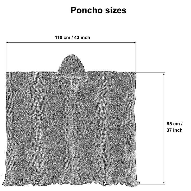 ALPACA Llama Wool Poncho: Lightweight Handmade in Ecuador Boho Hooded Poncho Unisex