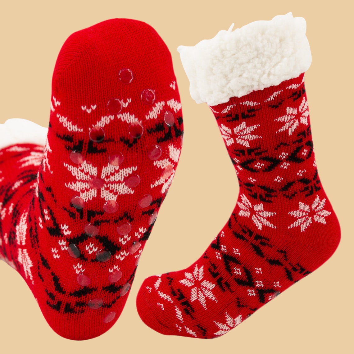Christmas Socks for KIDS : Plush Fleece Lined Sherpa Slipper  Etsy
