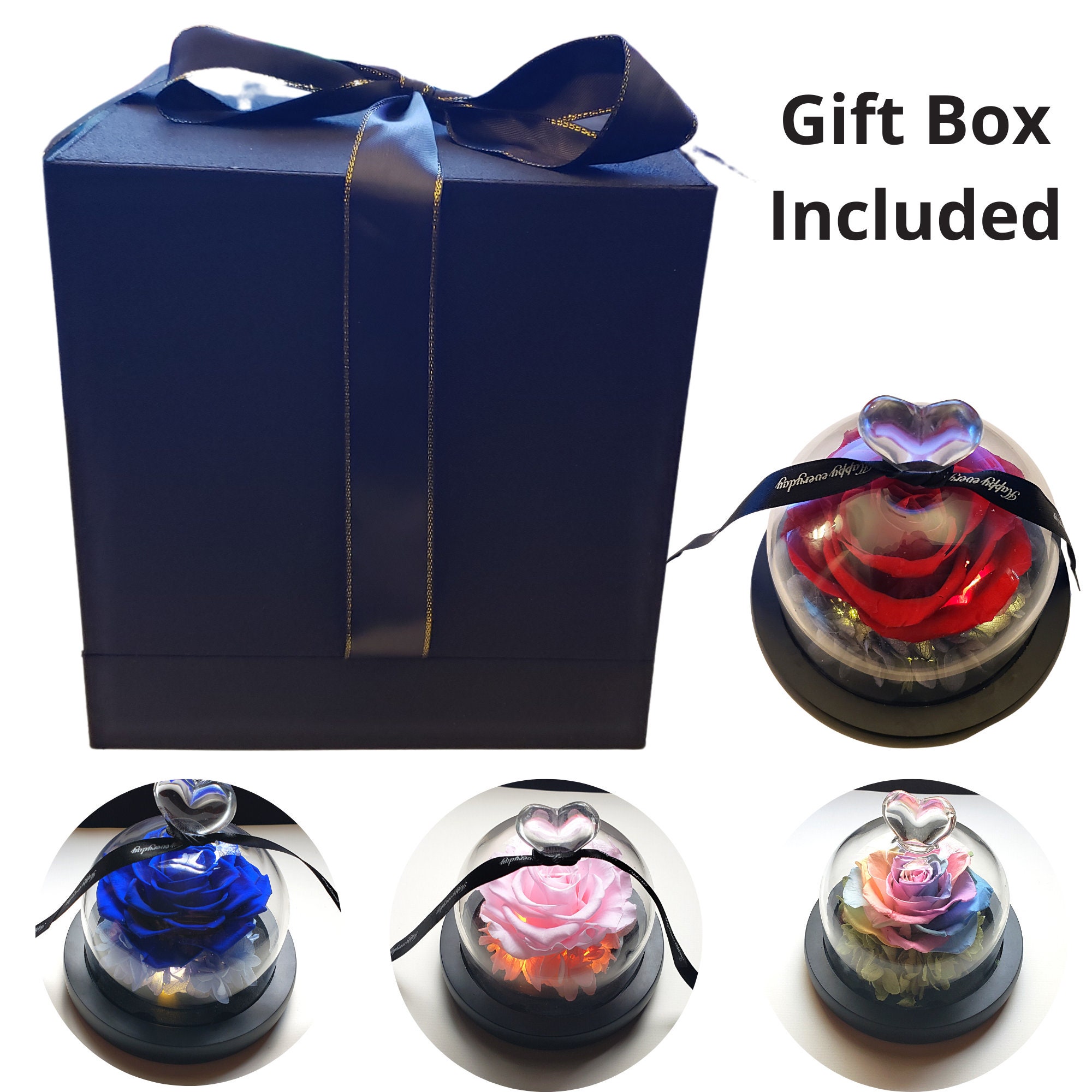 Eternal Rose in Glass Dome Gift Box Real Rose Forever Etsy