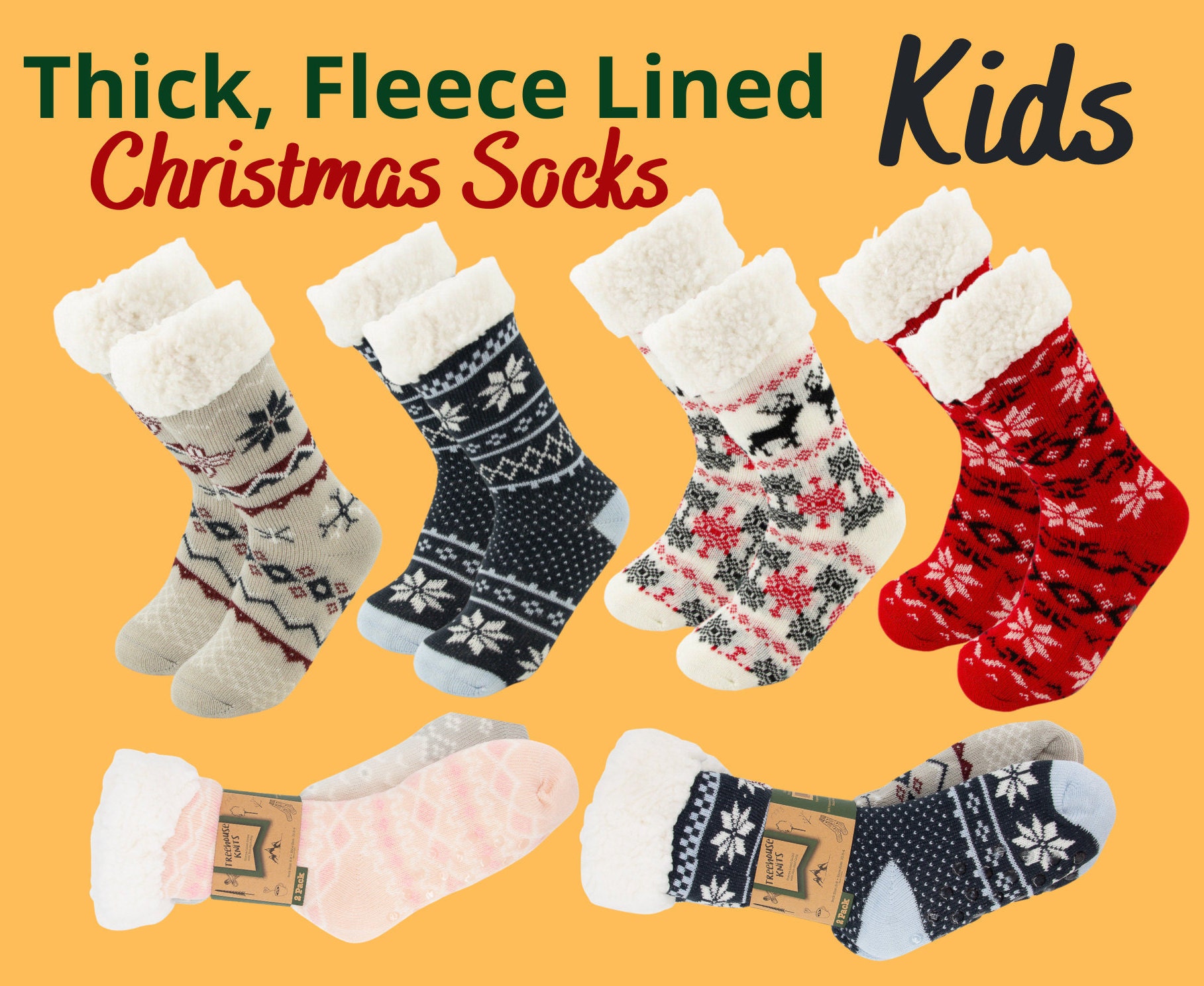 Christmas Socks for KIDS : Plush Fleece Lined Sherpa Slipper  Etsy