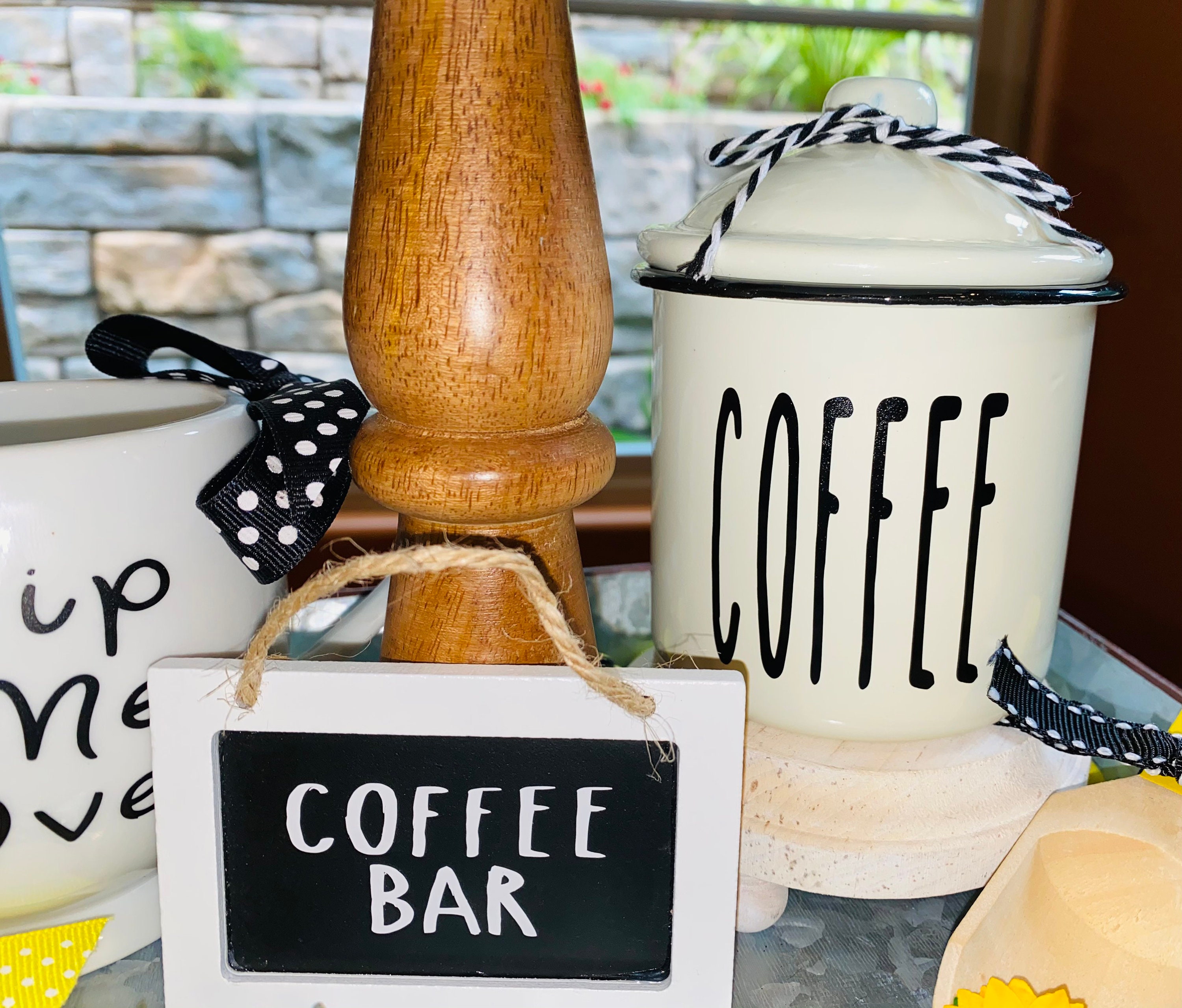 Rae Dunn-inspired mini coffee canister for tiered tray decor | Etsy