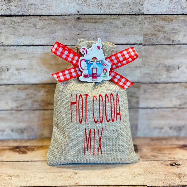 The ORIGINAL mini burlap sack for Christmas tiered tray decor; farmhouse Christmas; Christmas decor; hot chocolate bar decor; hot cocoa mix