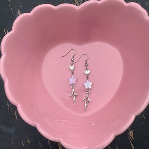 zimzalabim   |    glass star and heart dangle earrings
