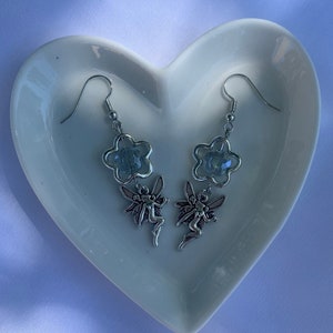 underwater     |     fairy flower blue dangle earrings cute gift