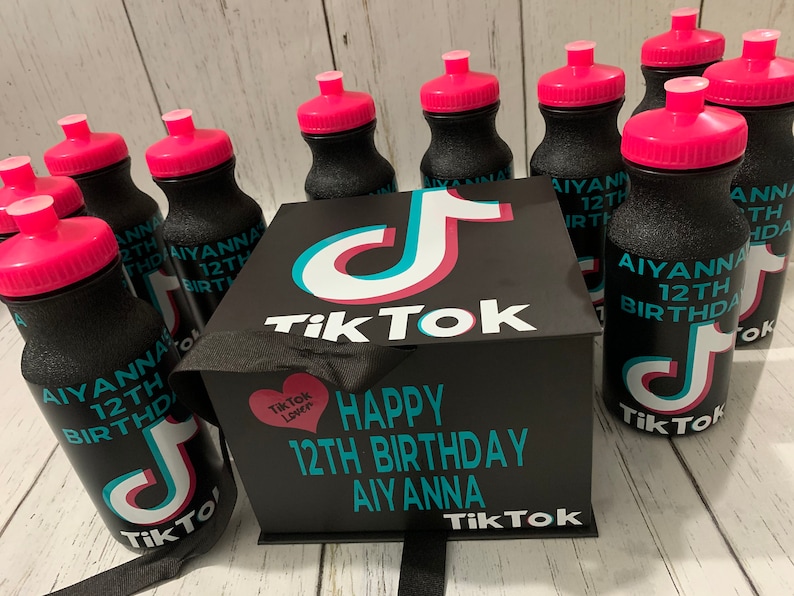10 Tik Tok Water Bottles and Keepsake Box for Birthday Girl Etsy