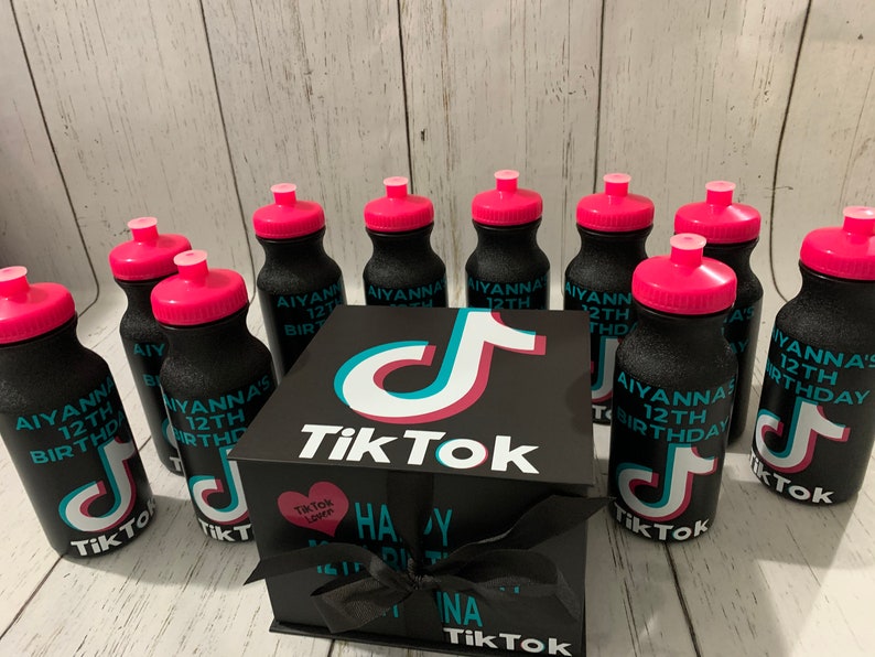 10 Tik Tok Water Bottles and Keepsake Box for Birthday Girl Etsy