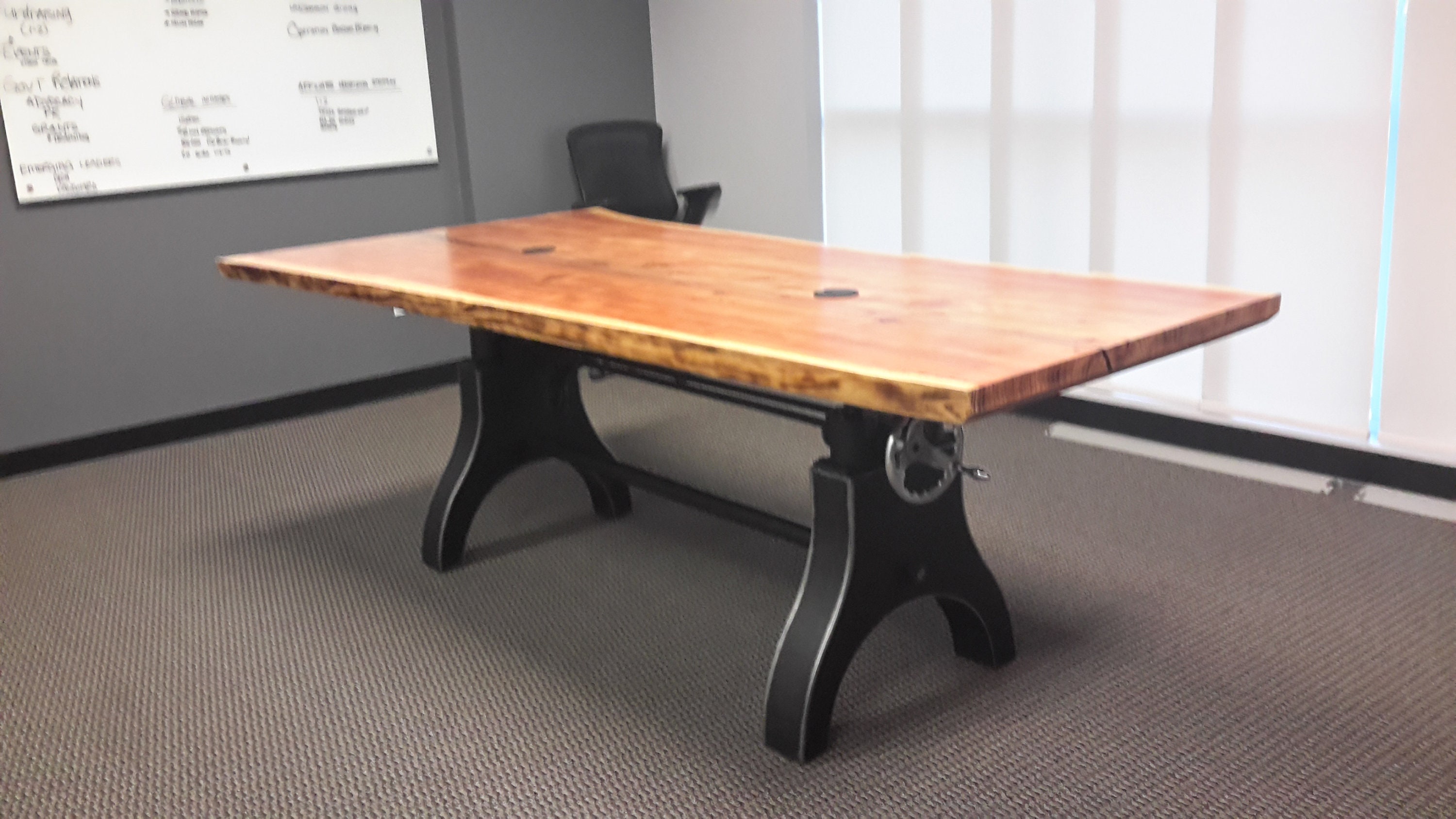 Vintage Industrial, Live Edge Desk, Office Desk, Height Adjustable Desk ...