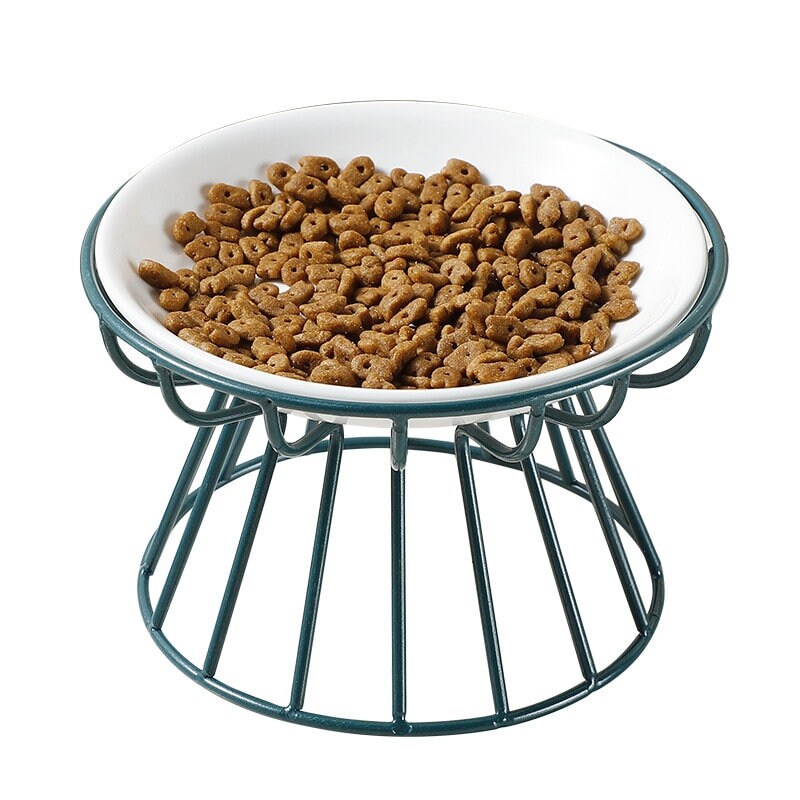 Unique Cat bowl with metal stand Modern ceramic pet bowl Etsy