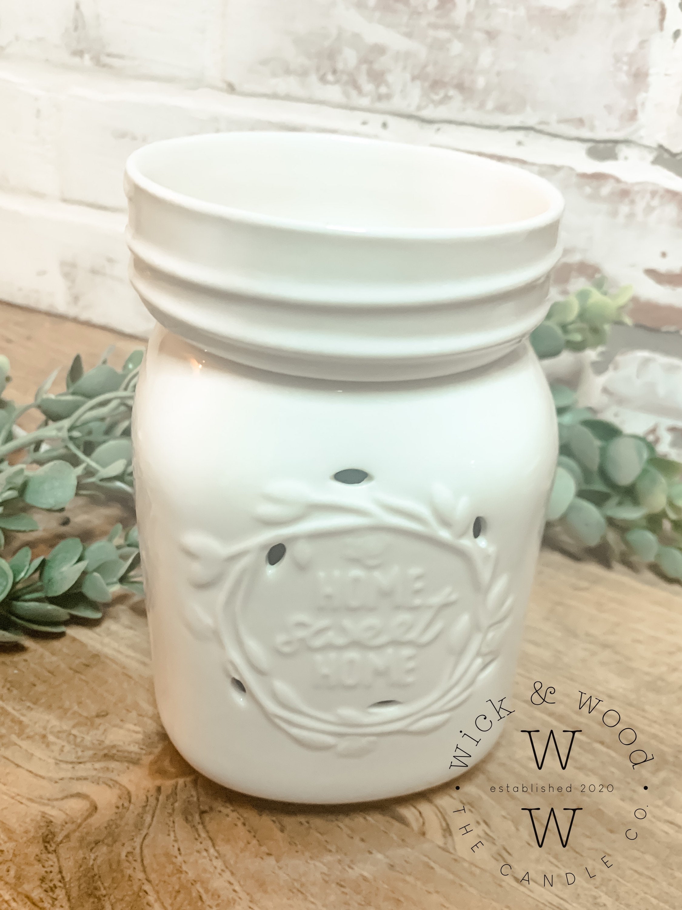 Full Size Mason Jar Wax Melt Warmer Wick and Wood the Candle Etsy