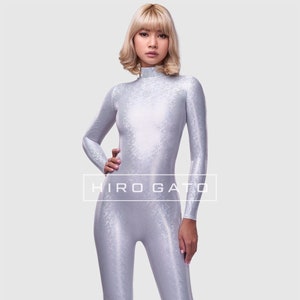 HIRO GATO Shattered Glass Spandex Catsuit White Burning Suit Rave Party ...