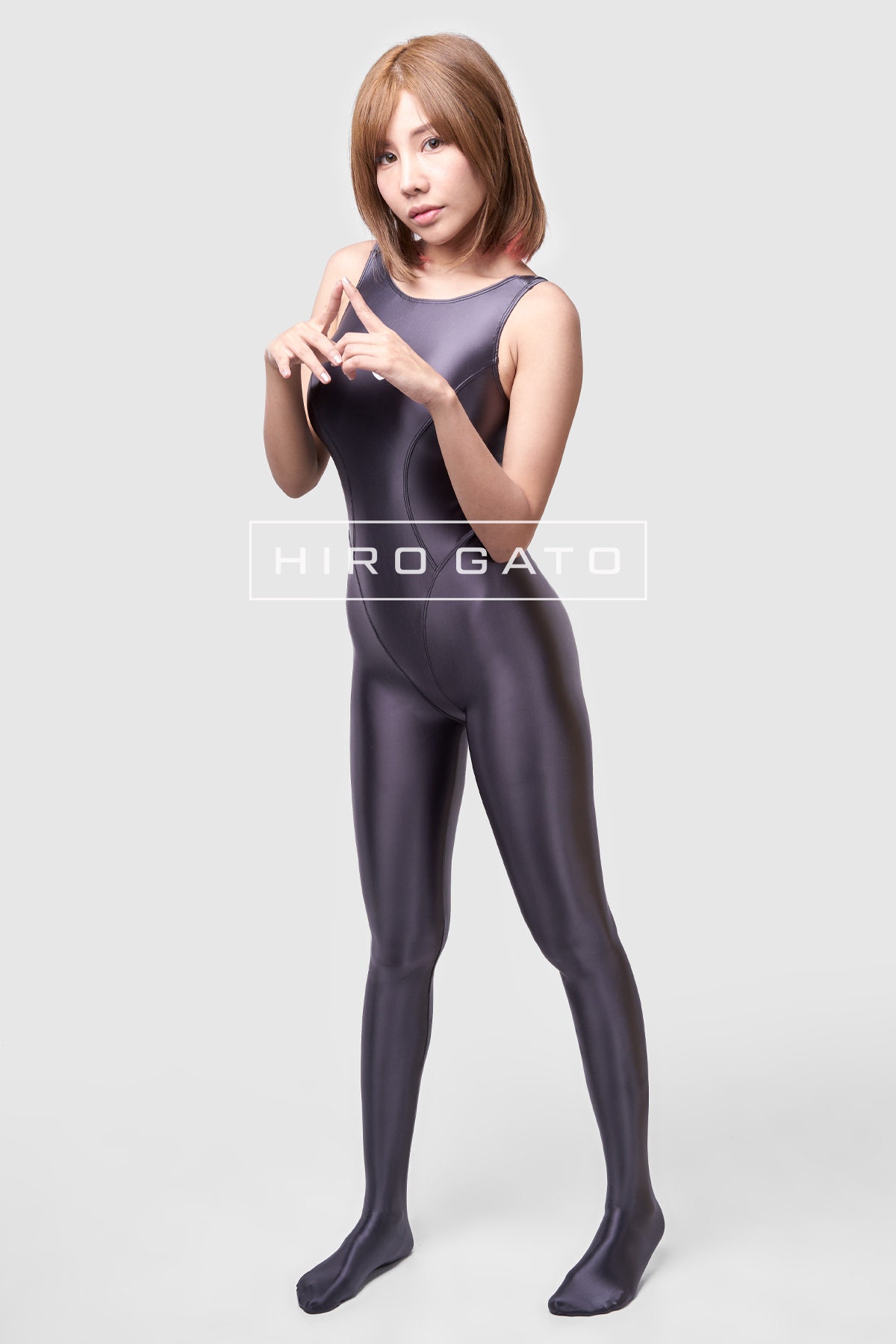 Buy HIRO GATO Satin Spandex Silk Catsuit Navy Blue Burning Suit