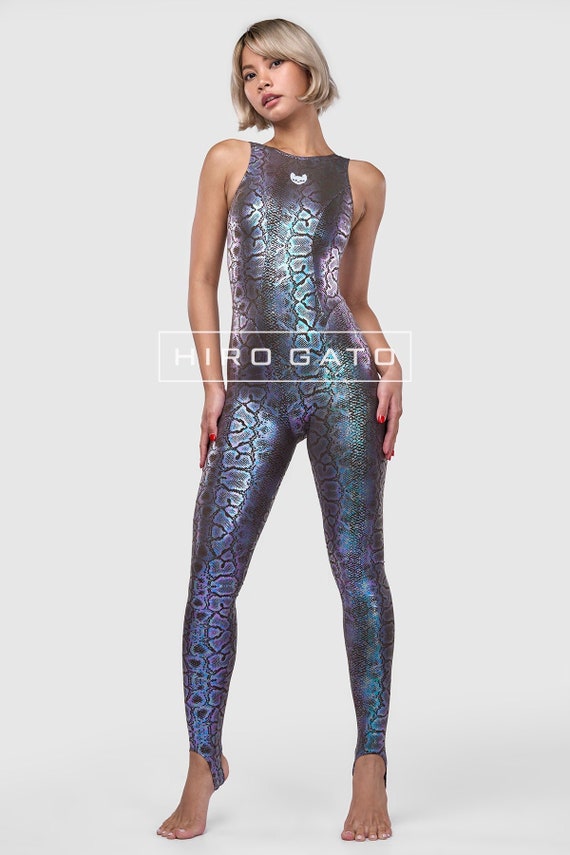 Shiny Metallic Lycra Leggings Purple - Hiro Gato