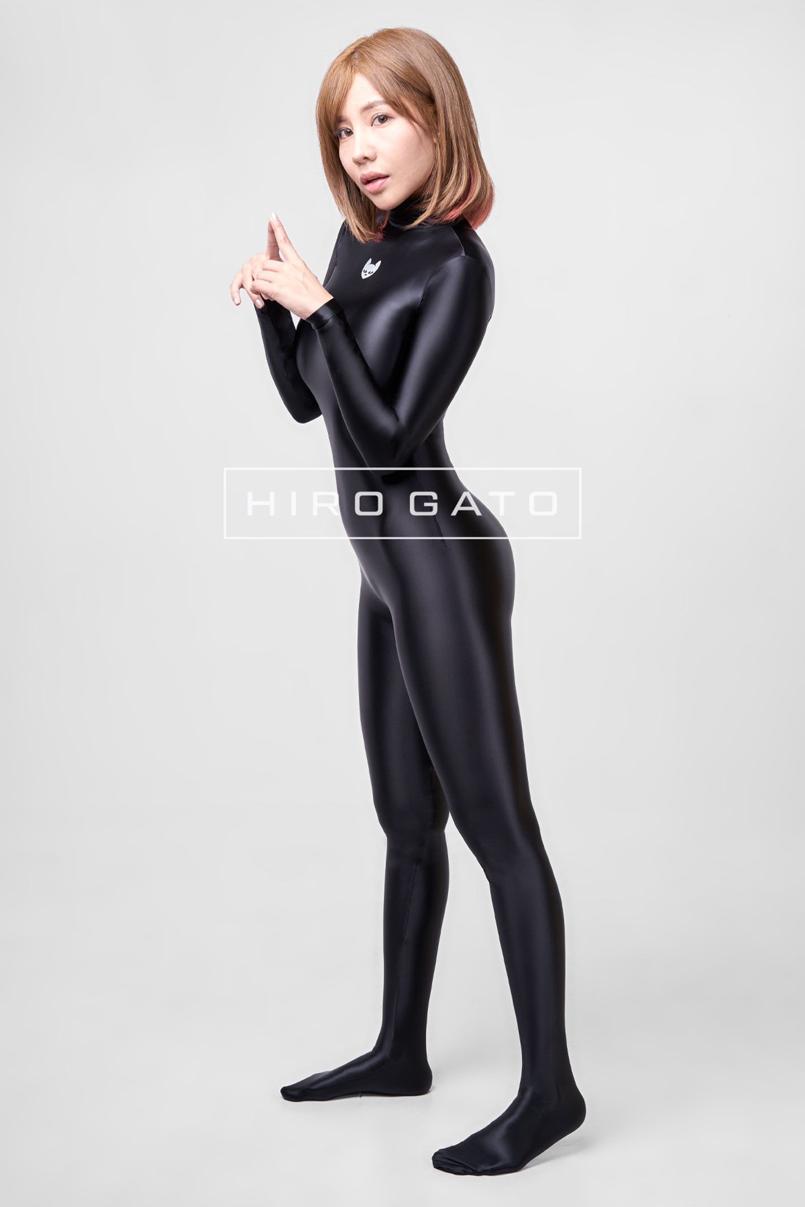 Hiro Gato Satin Spandex Silk Catsuit Black Burning Suit Rave Etsy