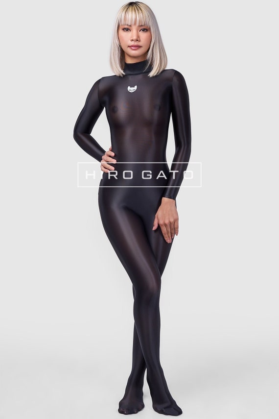 HIRO GATO Sheer Nylon Spandex Catsuit Black Burning Suit Rave