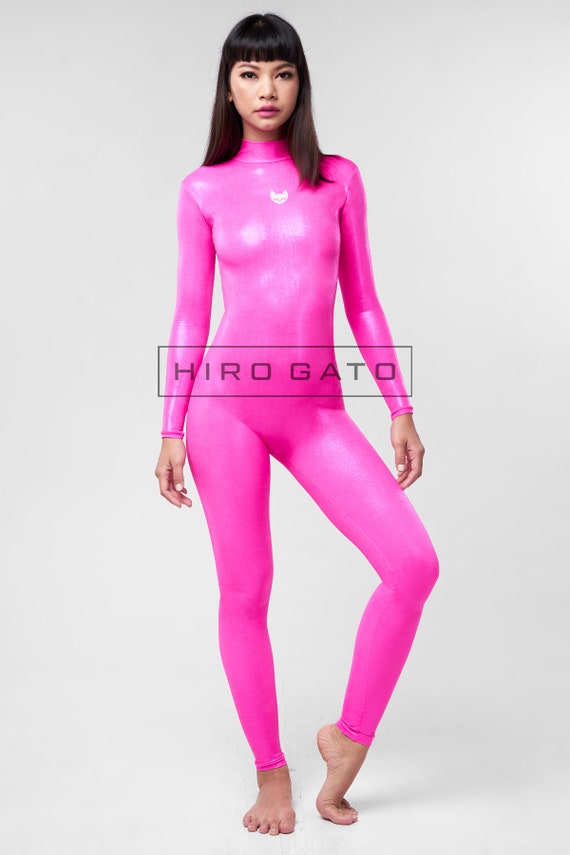 HIRO GATO Mystique Metallic Spandex Catsuit Hot Pink Burning Suit