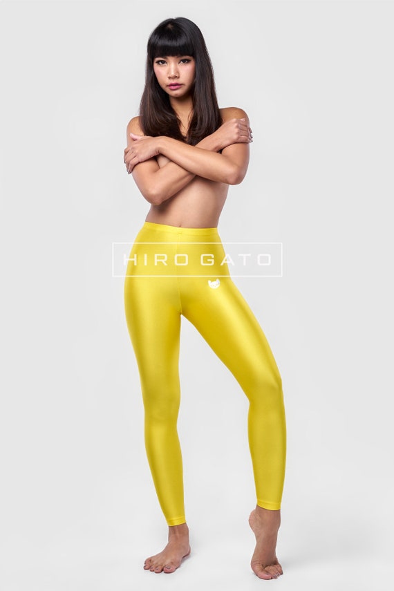 HIRO GATO Shiny Spandex Legging Yoga Pants Yogapants Yellow Rave