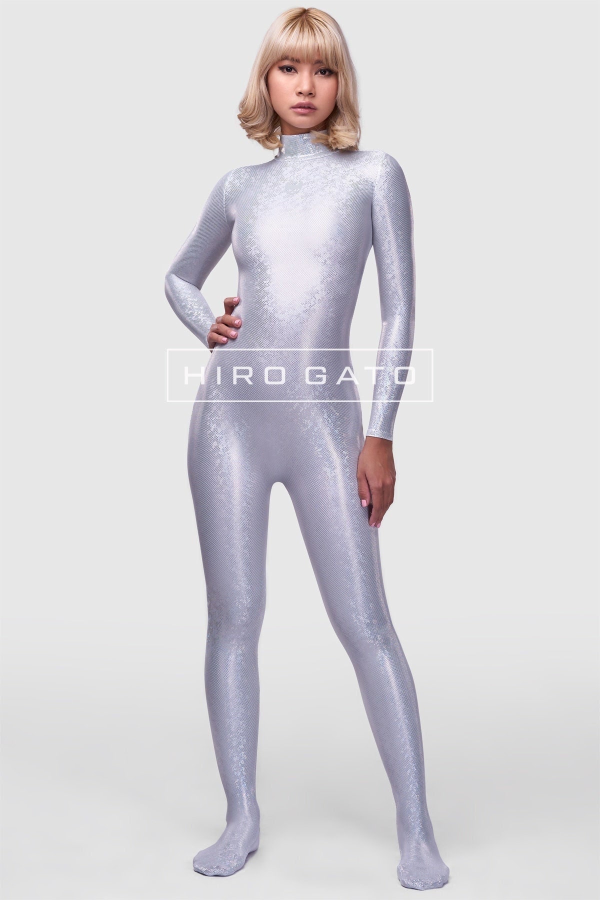 Hiro Gato - Shiny Metallic Hologram Catsuit Pink